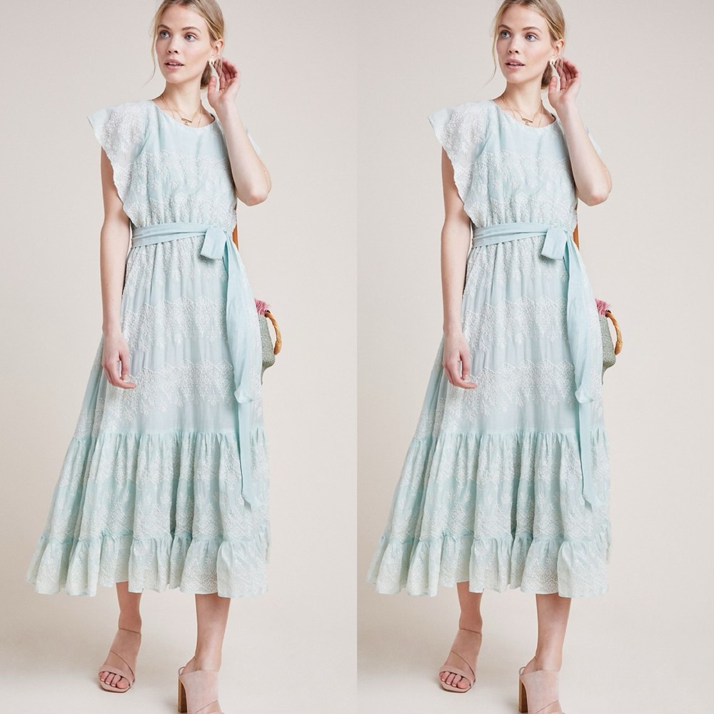 Anthropologie Amia Embroidered Maxi Dress